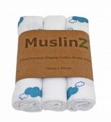 MuslinZ Bamboo/Organic Cotton Muslin Squares BLUE CLOUD
