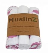 MuslinZ Bamboo/Organic Cotton Muslin Squares PINK CLOUD