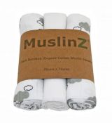 MuslinZ Bamboo/Organic Cotton Muslin Squares GREY CLOUD