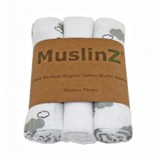 MuslinZ Bamboo/Organic Cotton Muslin Squares GREY CLOUD