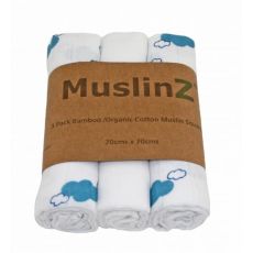 MuslinZ Bamboo/Organic Cotton Muslin Squares BLUE CLOUD