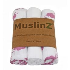 MuslinZ Bamboo/Organic Cotton Muslin Squares PINK CLOUD